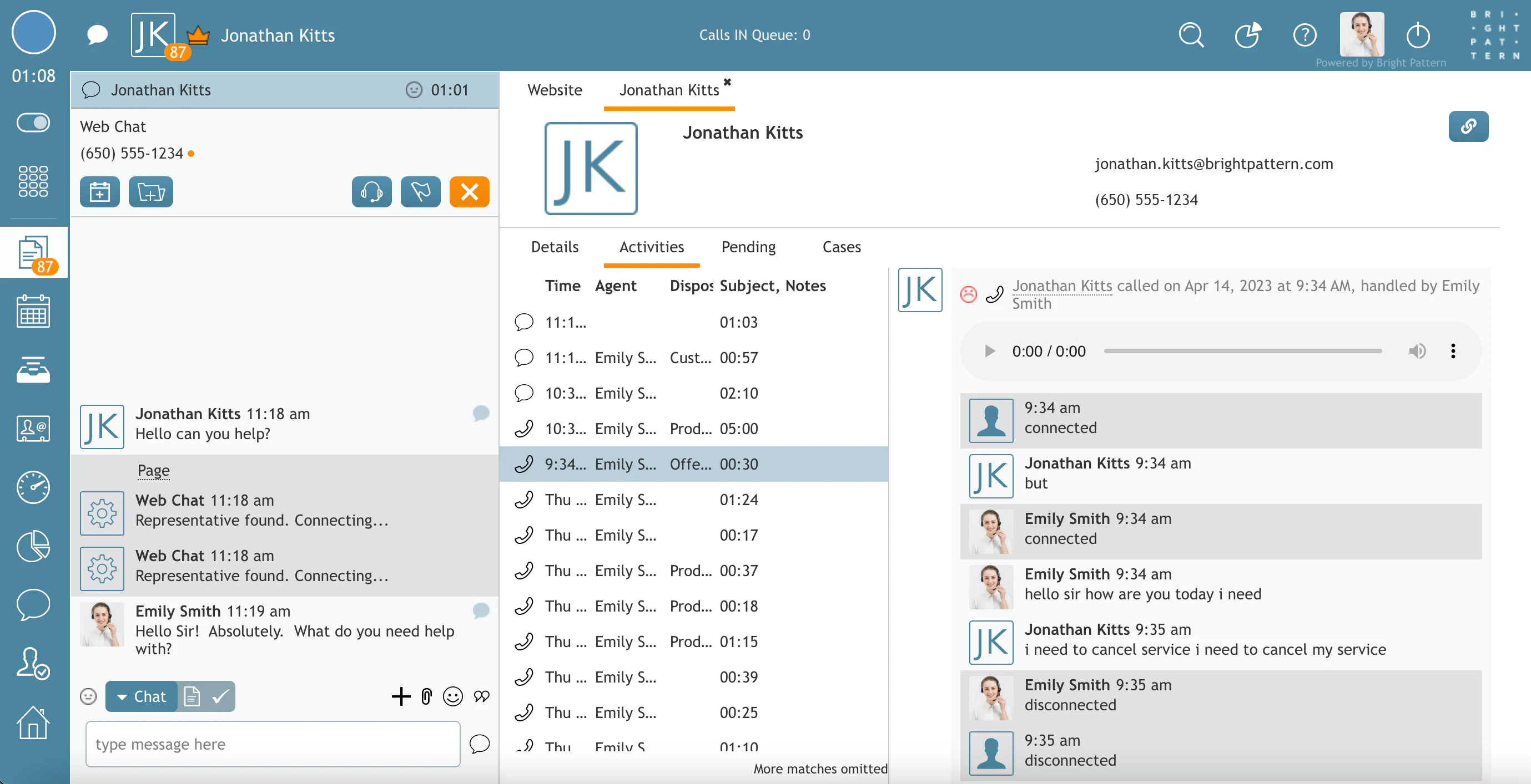 screenshot of Bright Pattern